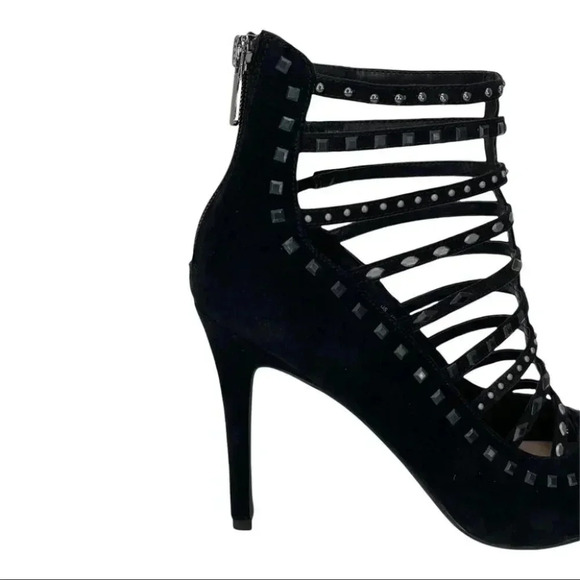 NWOB Fergie Aubree Black Suede Leather Womens Heels Size 10M - Picture 8 of 13